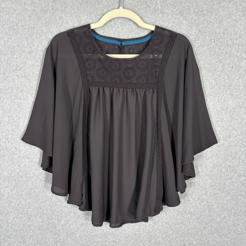 Blouse Small Flowy Flutter Crochet Lace Coquette Witchy Whimsy Goth Cottage Boho